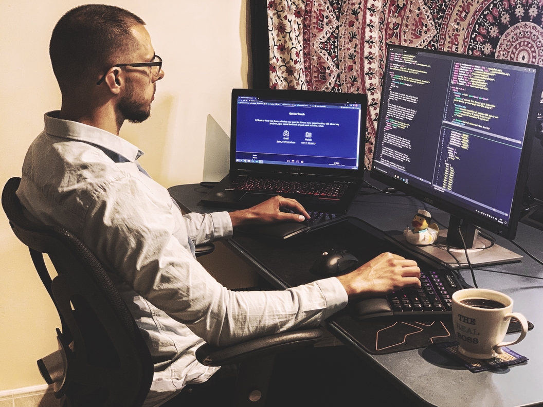 Nuno working at his desk